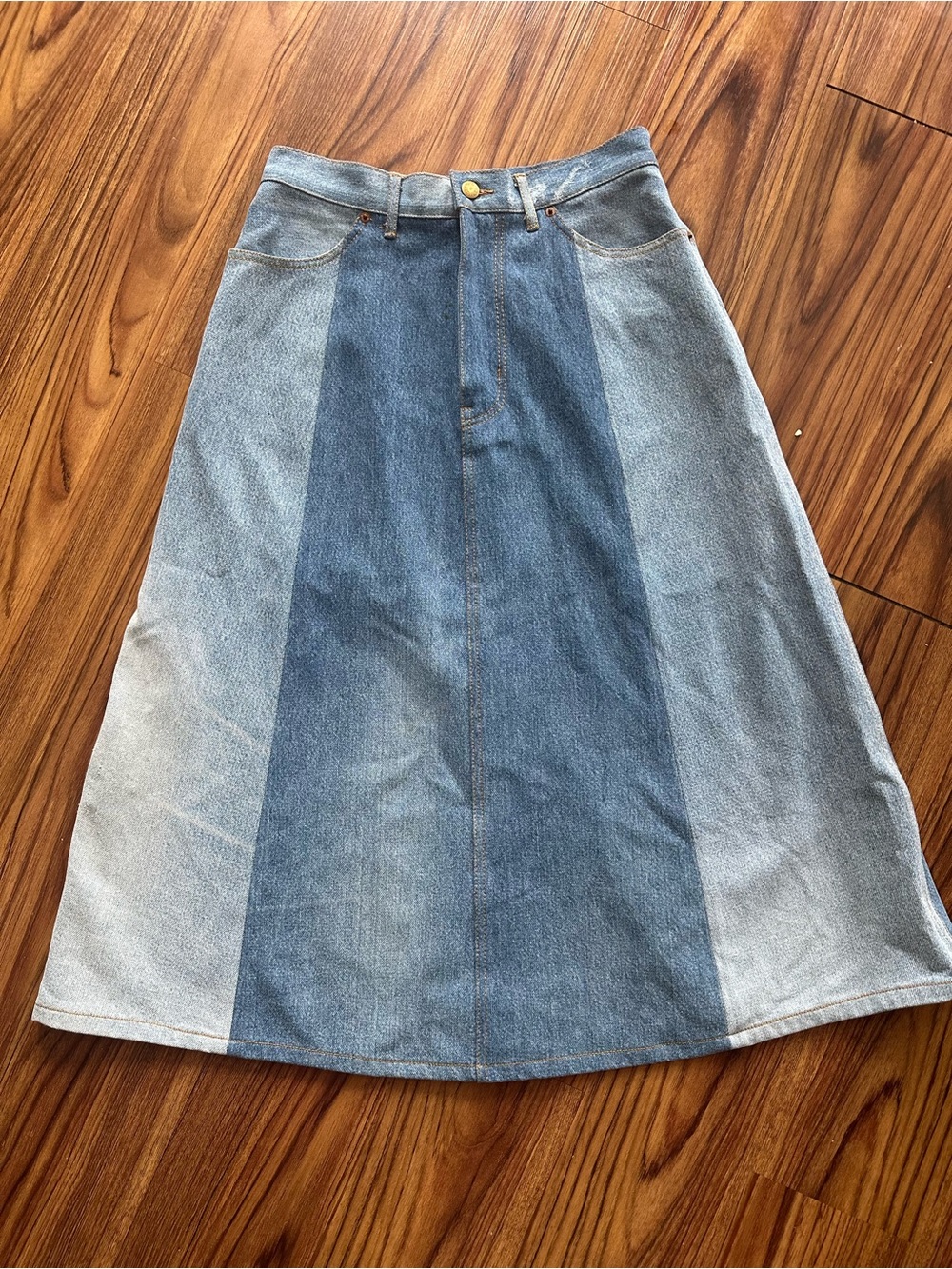 B Sides Reworked Vintage Simone Skirt Classic Mixed Indigo Large